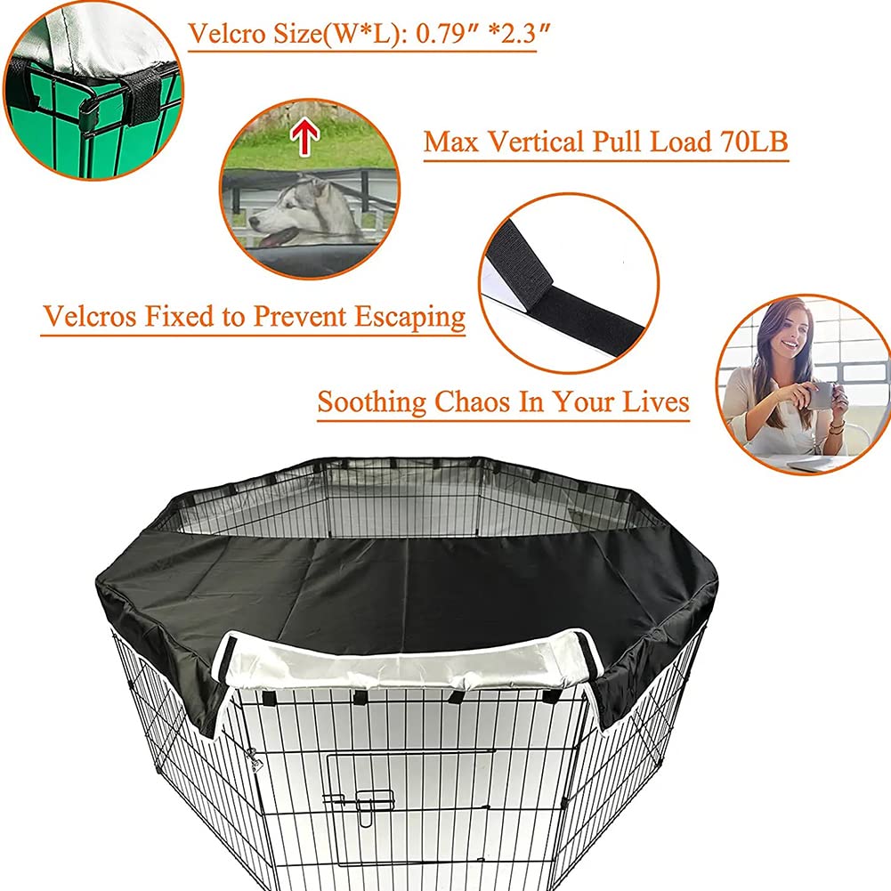 PJYuCien dog playpen mesh top cover adhesive-tape connection detail