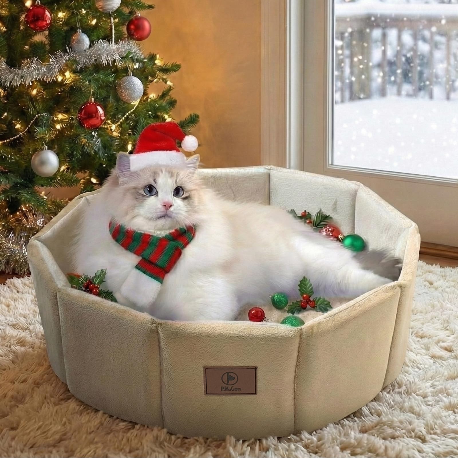 PJYuCien round bed height 6 inches provides cozy containment and warmth.