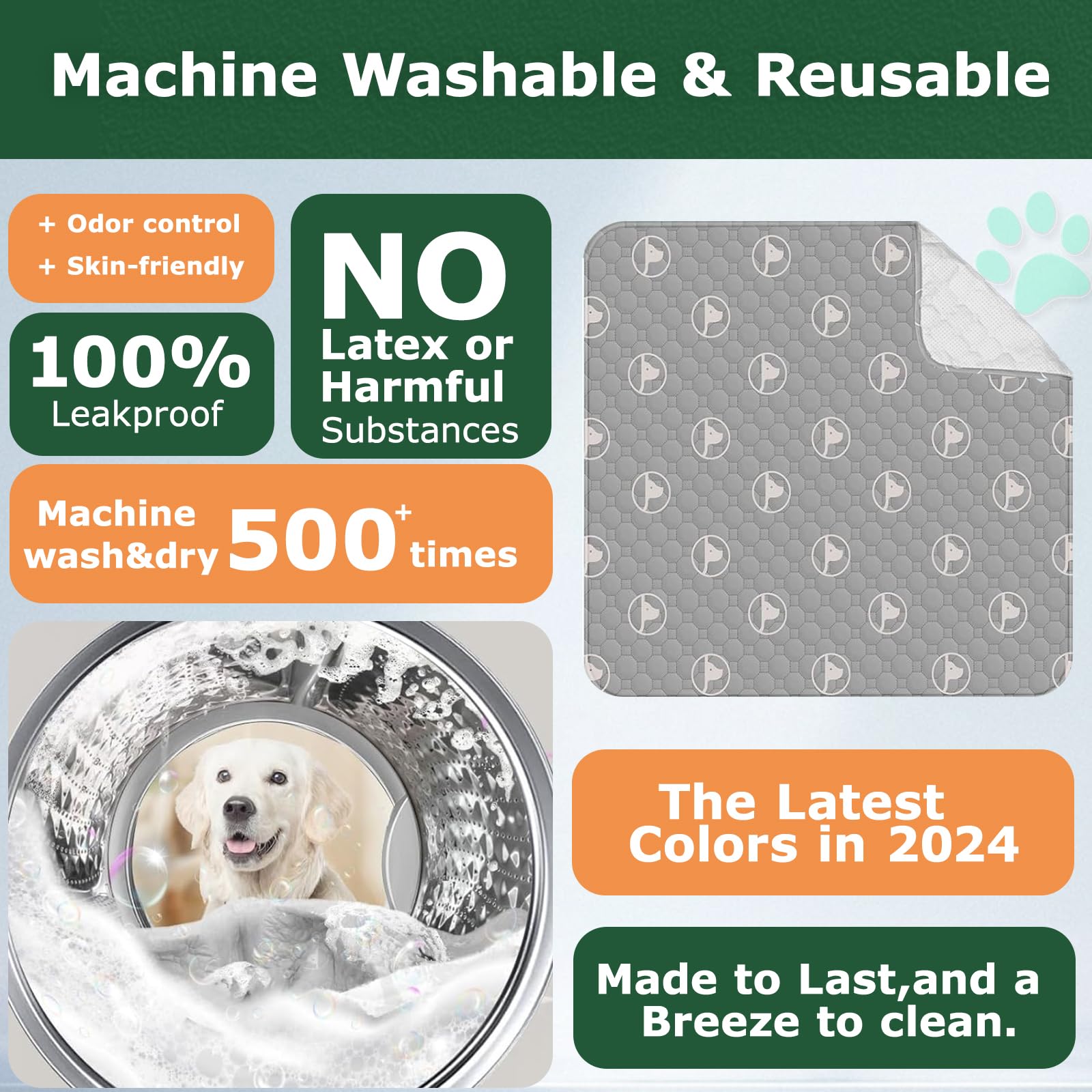 PJYuCien washable dog playpen mat machine washable; easy cleaning and reuse.