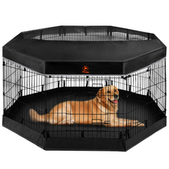 PJYuCien dog playpen folded compact image for easy storage and transport
