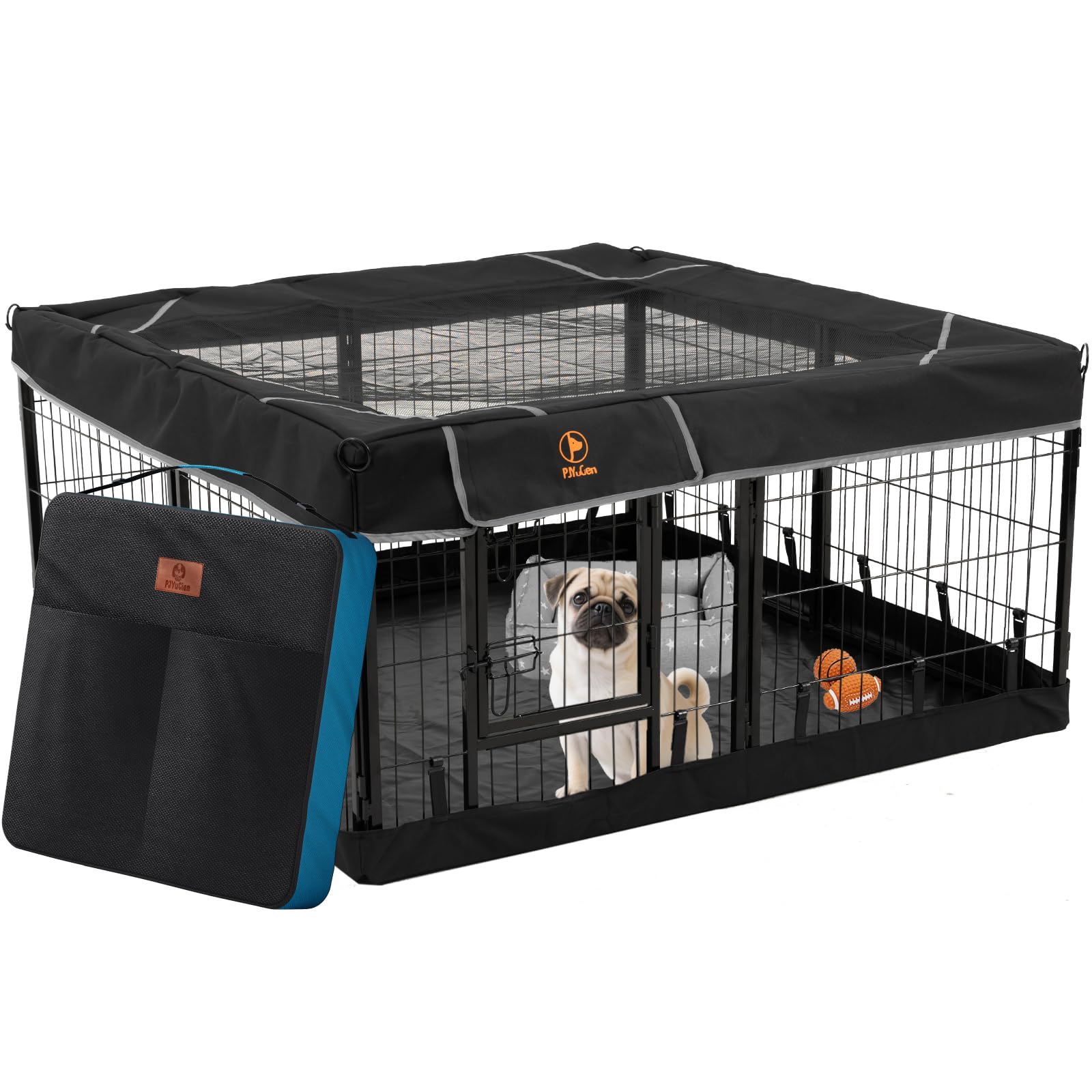 PJYuCien eight panel 24in playpen demonstrates compact camping setup.