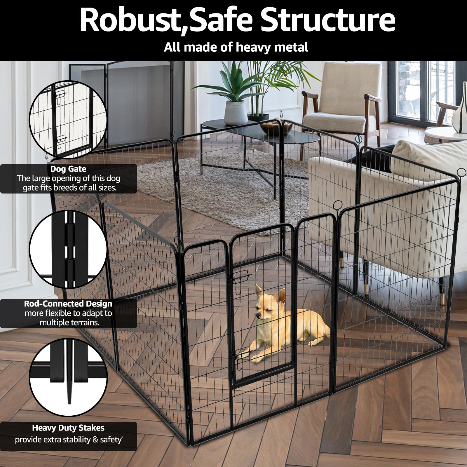 PJYuCien square bottom dog pen demonstrates stable, spacious layout.