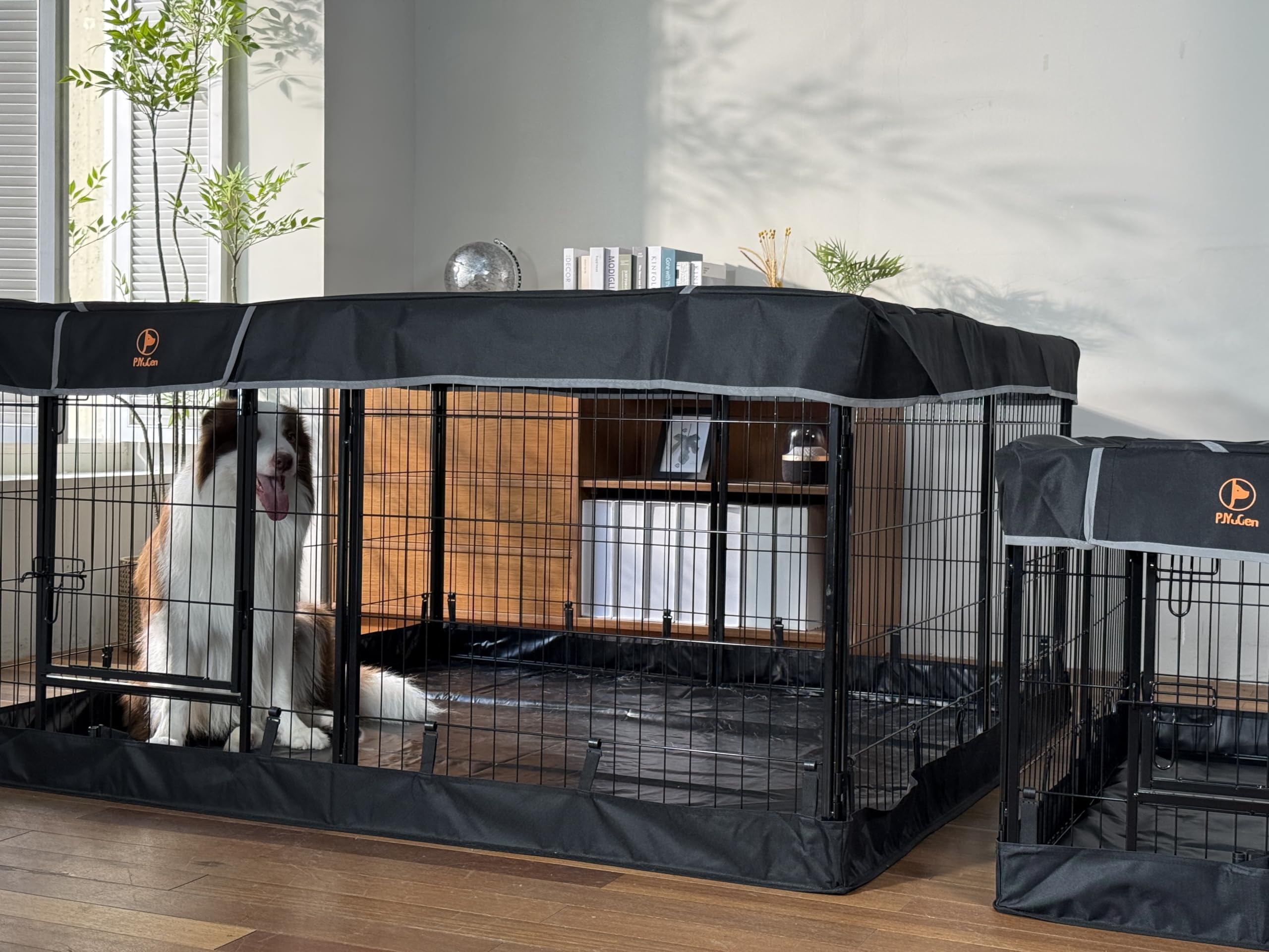 PJYuCien dog playpen top cover protects from sun while keeping airflow.