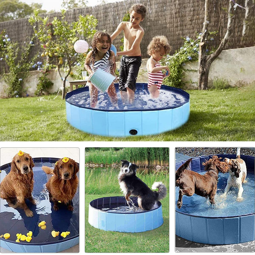 PJZP dog pool foldable collapsible storage fits small spaces after use.