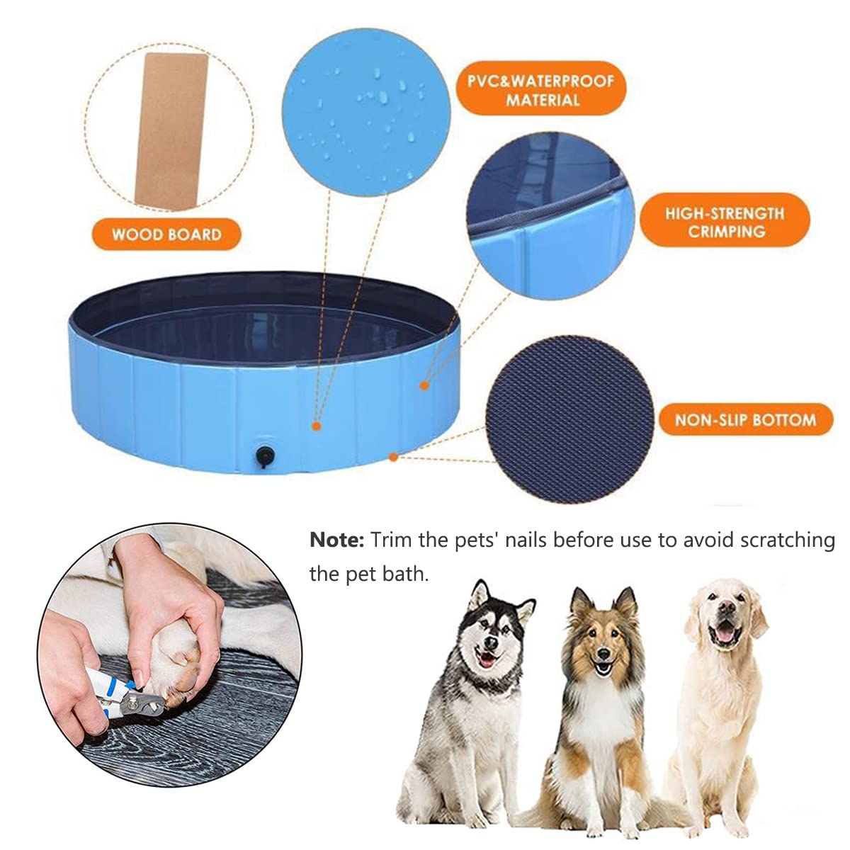 PJZP dog pool foldable easy-clean feature simplifies post-play drying and rinsing.