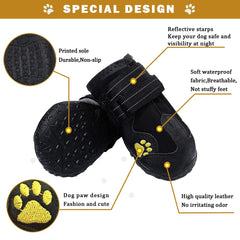 PK.ZTopia dog boots with reflective straps enhance night visibility.