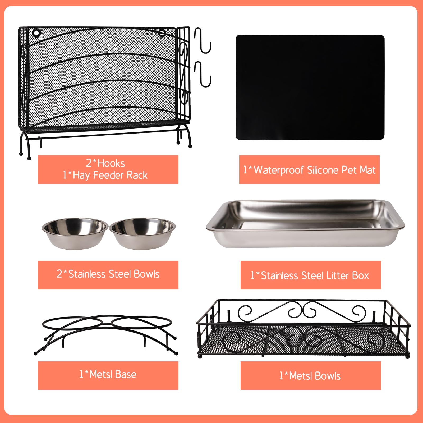 PKNYBZH black 3in1 feeder designed for small pets blends with decor