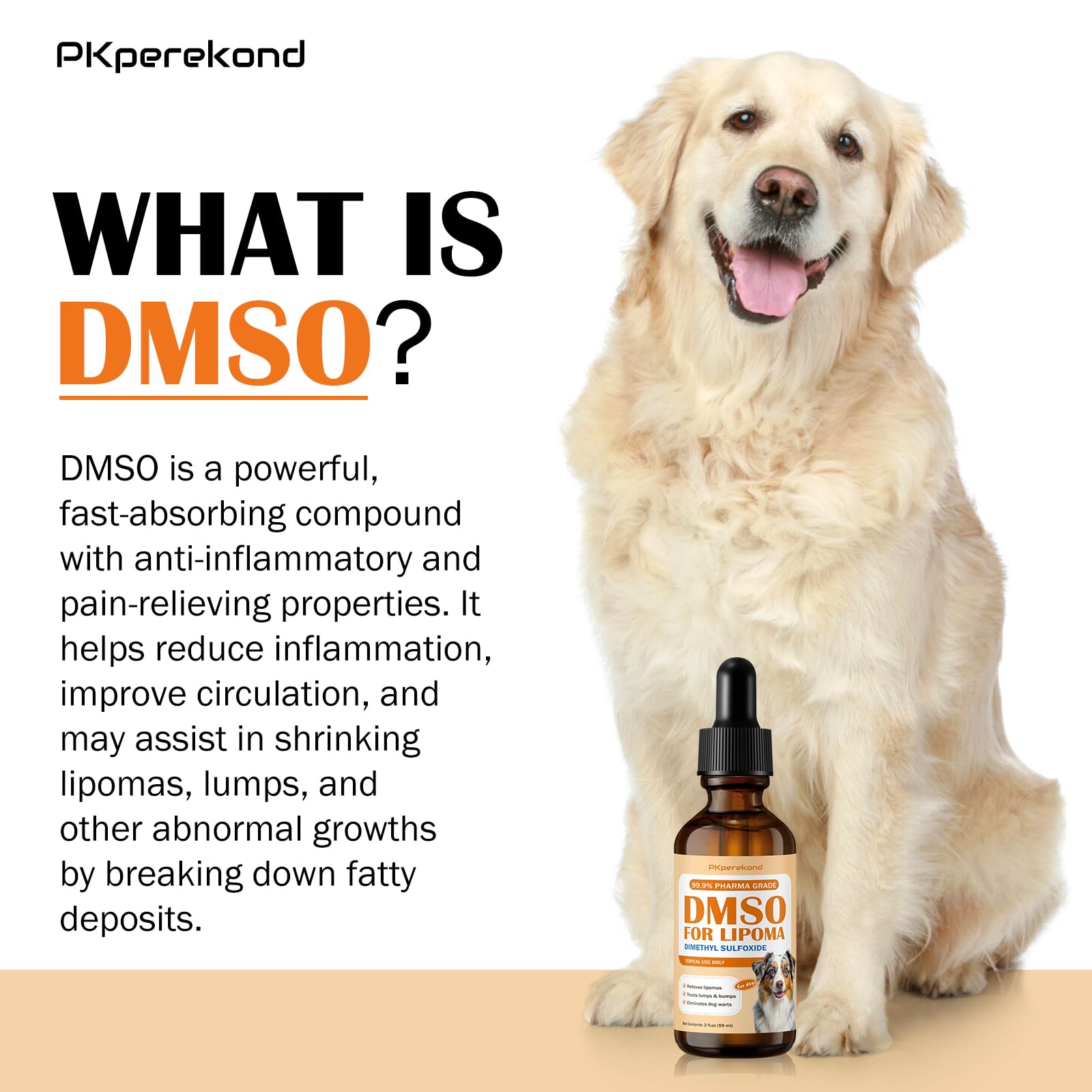 PKperekond DMSO bottle near inflammation area highlights potential soothing support