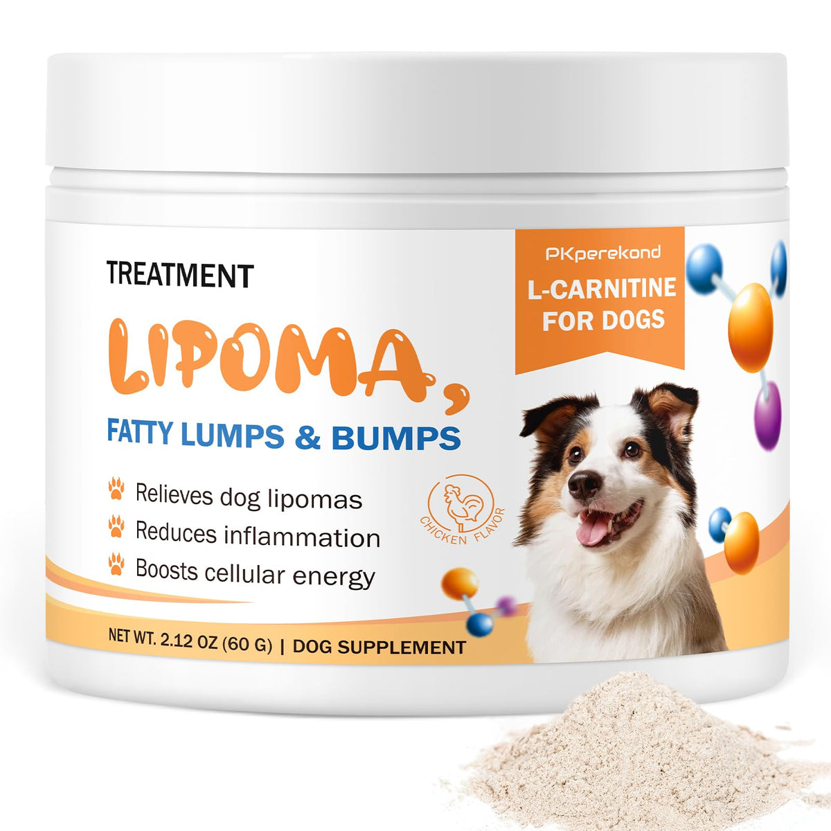 PKperekond dog lipoma treatment bottle highlights fat metabolism support for more comfortable movement.