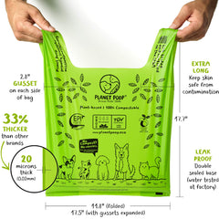 Planet Poop dog waste bags with handles for mess-free lifting