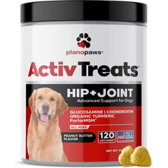 Planopaws ActivTreats soft chews in peanut butter promote joint mobility.