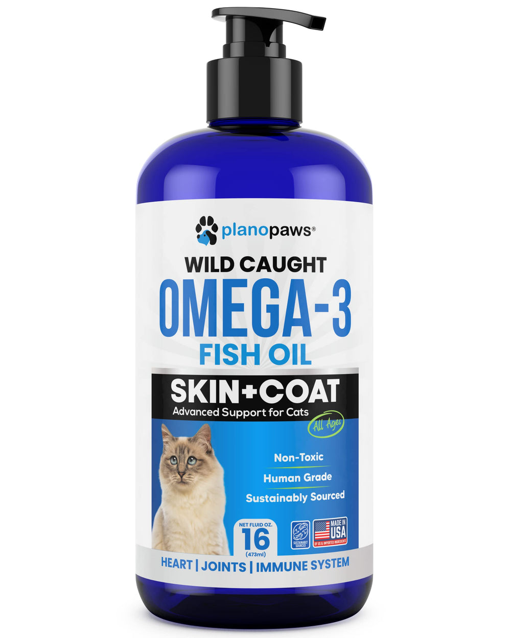 Planopaws low-odor formula for cats promotes skin and coat health.