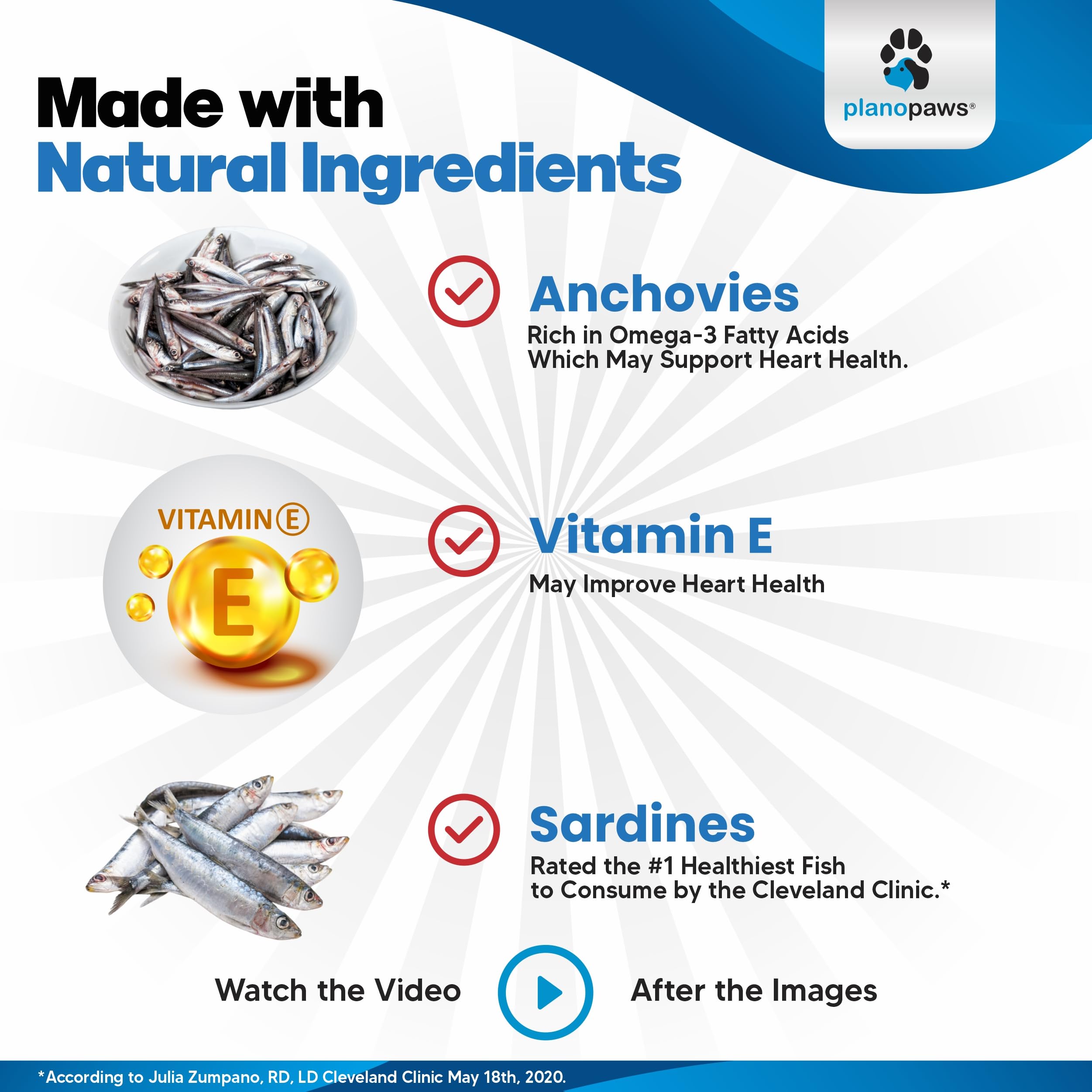 Planopaws Omega-3 dog ocean-sourced fish illustrates sustainable, high-quality ingredients.