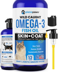 Planopaws Omega 3 for Cats bottle with pump for easy dosing and healthier skin