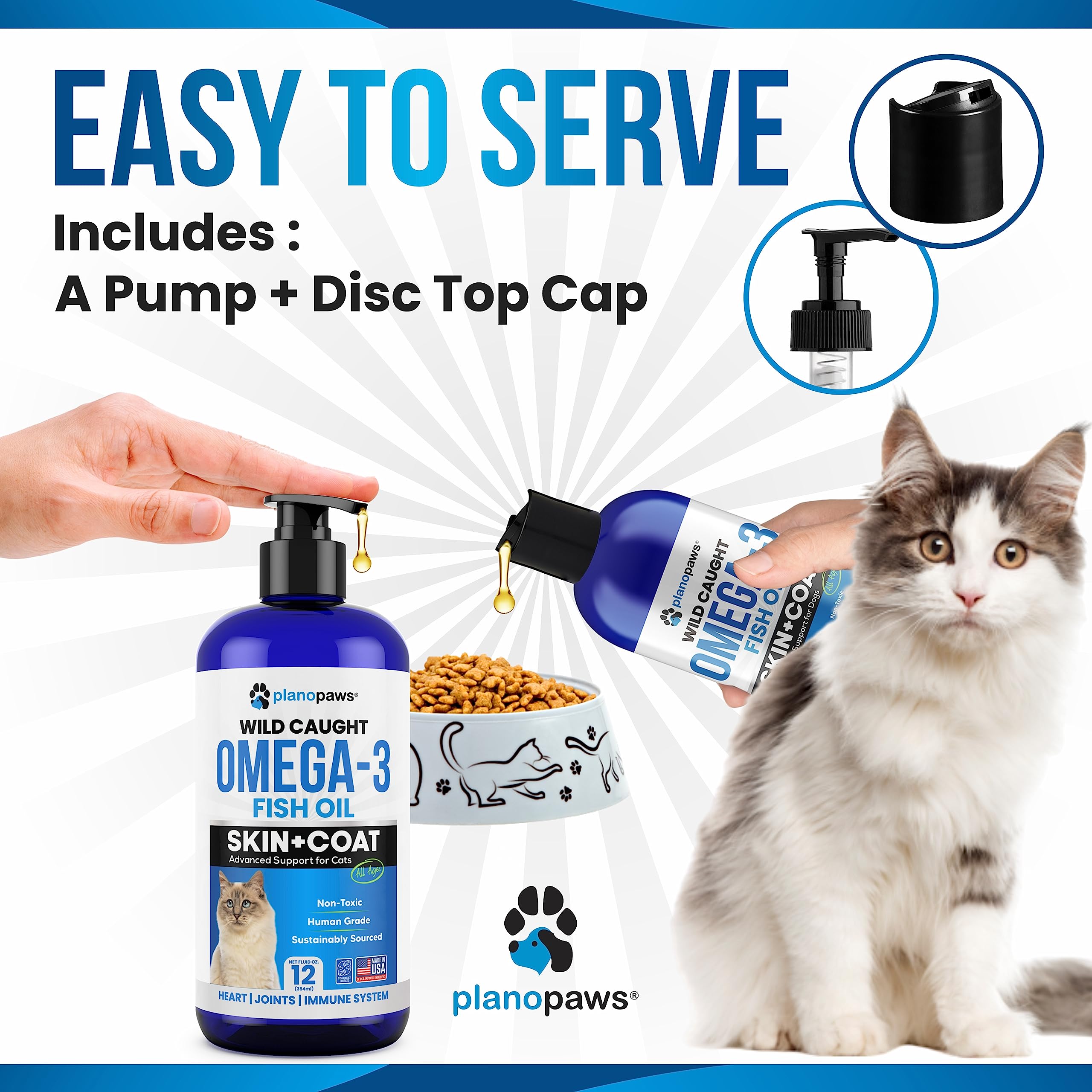 Planopaws Omega 3 for Cats may reduce shedding and support coat health