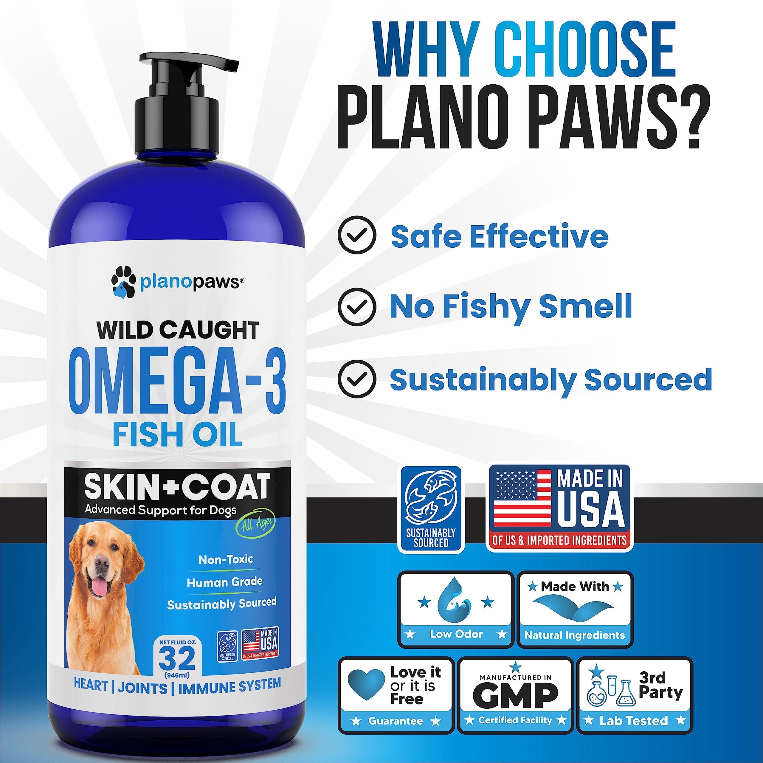 Plano Paws Omega-3 dog-joints-support supports mobility during active play.
