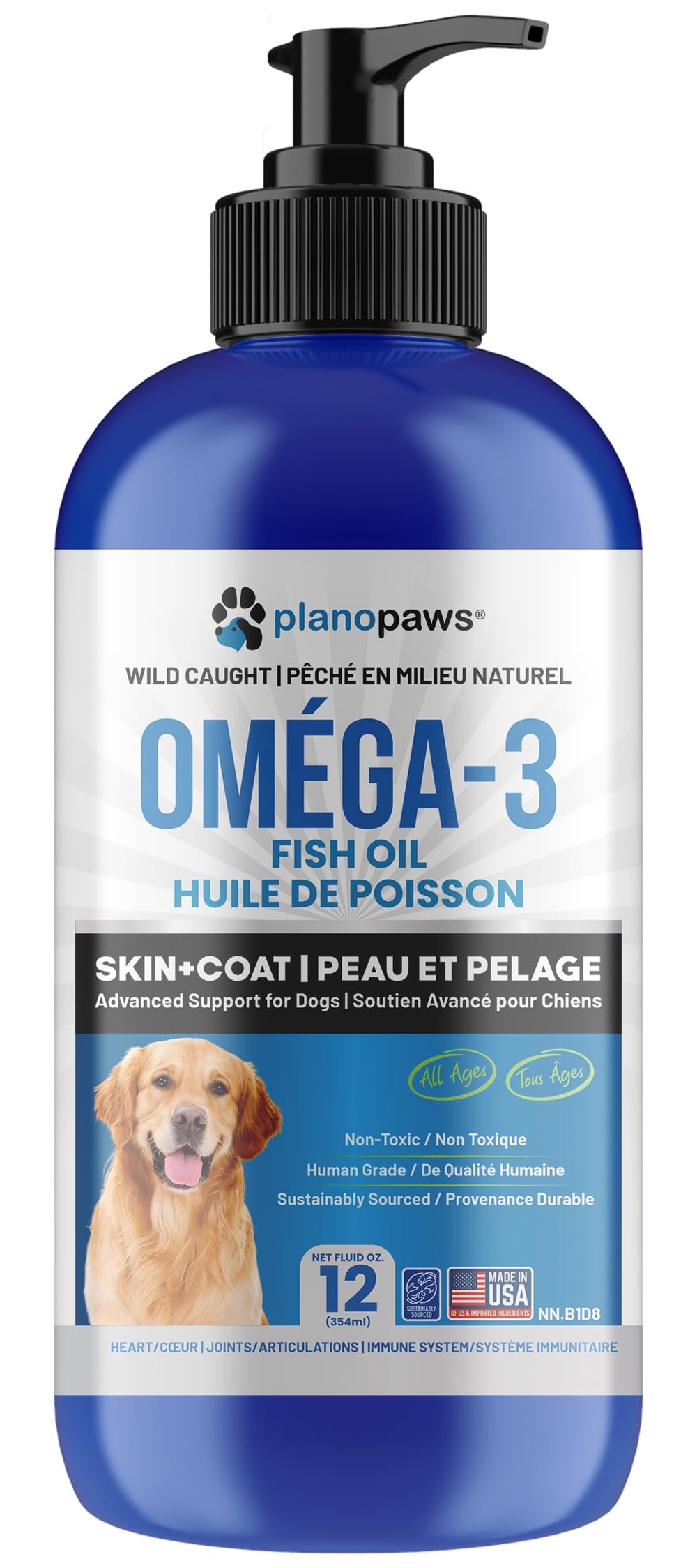 Planopaws Omega-3 Dogs feeding-dish image shows simple topping for omega intake.