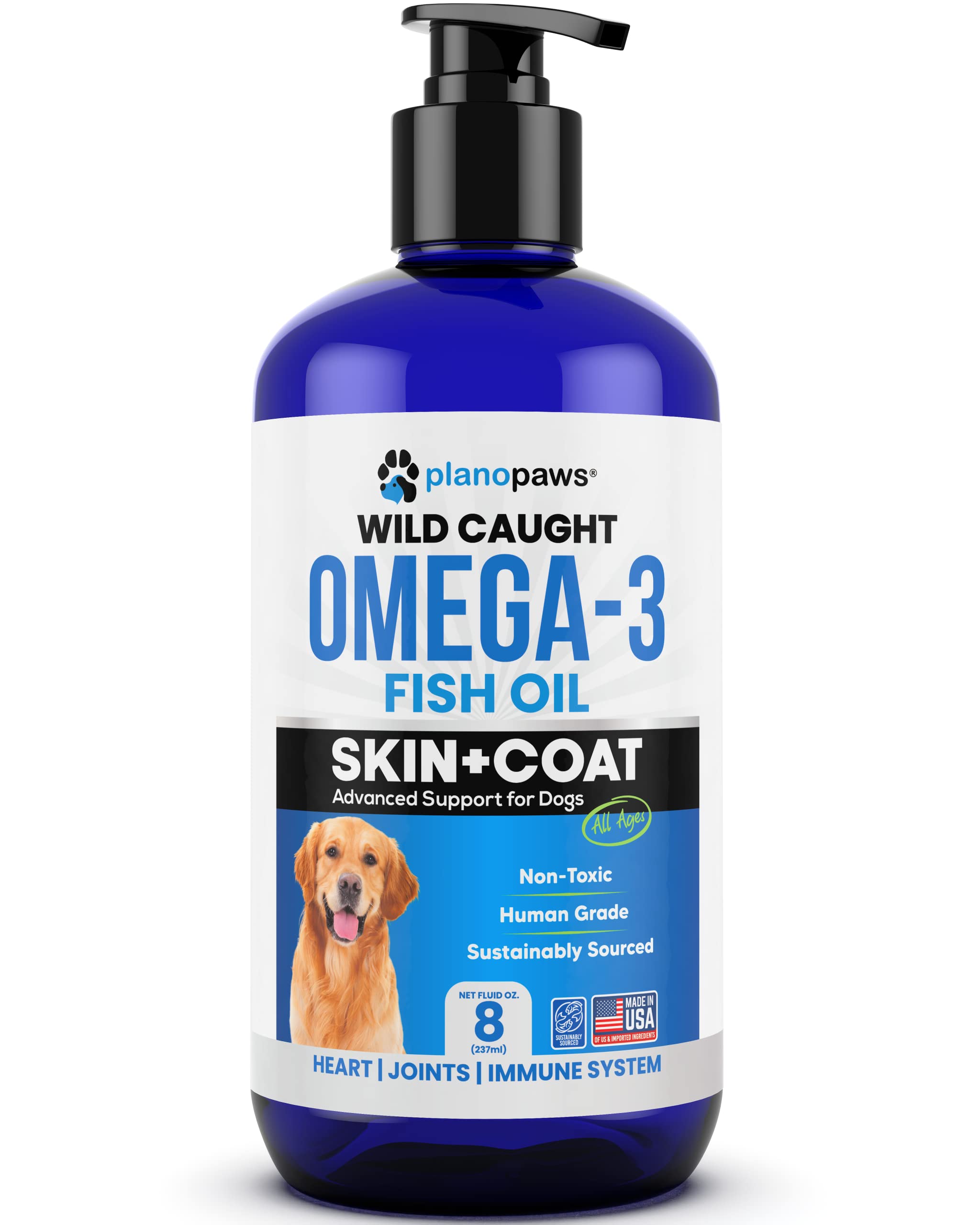 Planopaws Omega 3 para perros, empaque sostenible para compra responsable.