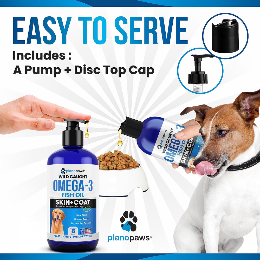 Planopaws Omega 3 para perros, pelo-brillo visible con uso regular.
