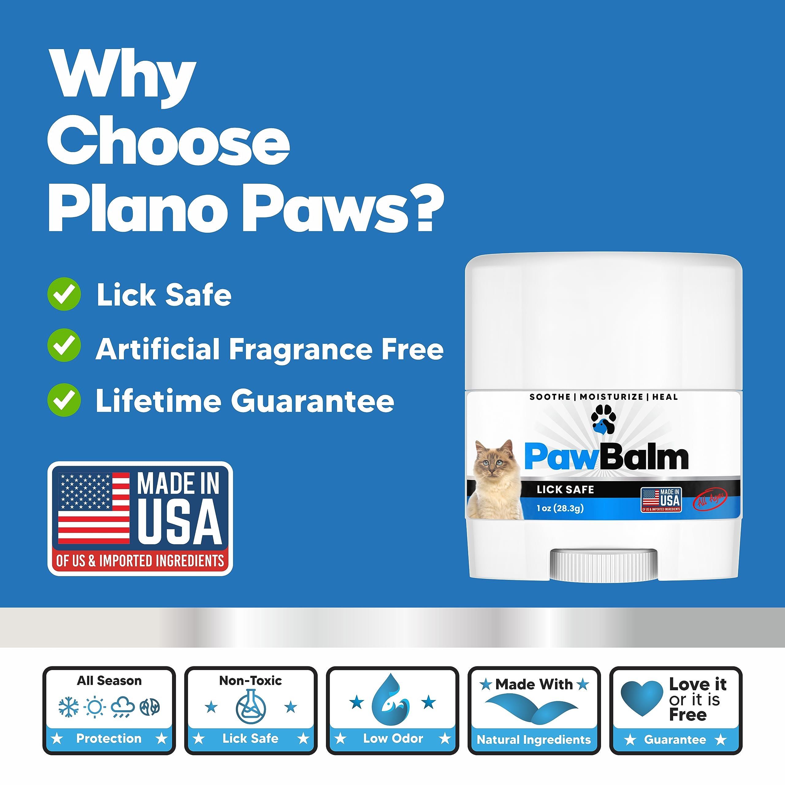 Planopaws paw balm close-up on a dry paw pad for moisture.