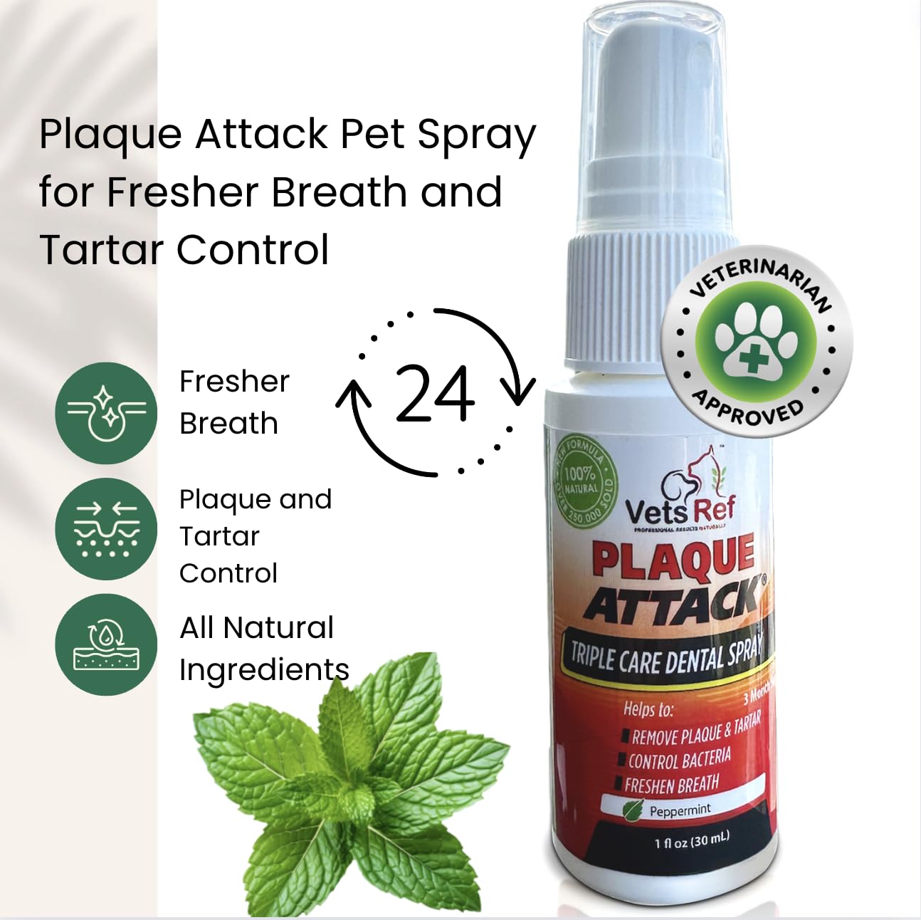 Plaque Attack application tip demonstrates daily use for reducing plaque buildup in dogs.