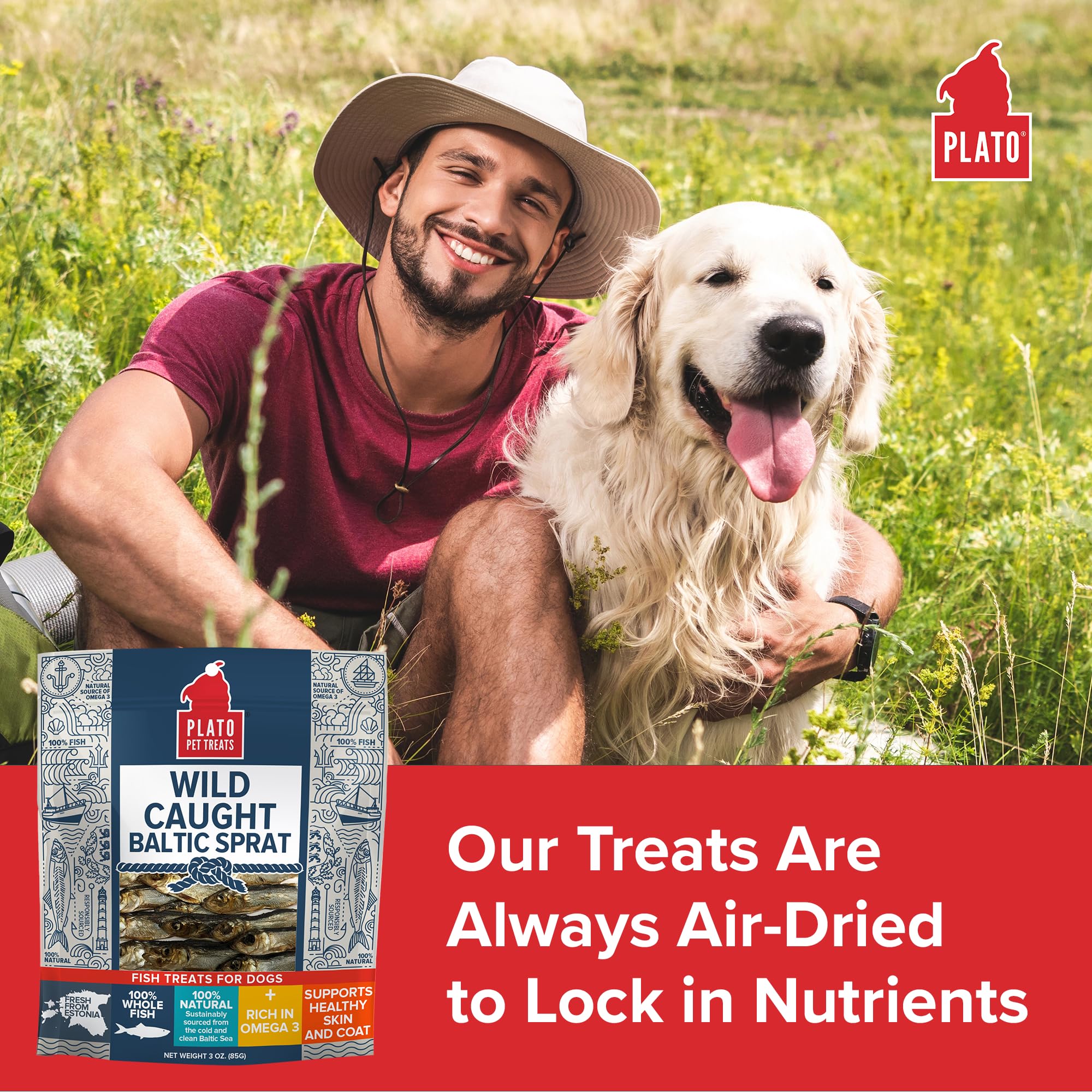 PLATO wild-caught Baltic Sprat demonstrates sustainable sourcing for snacks.