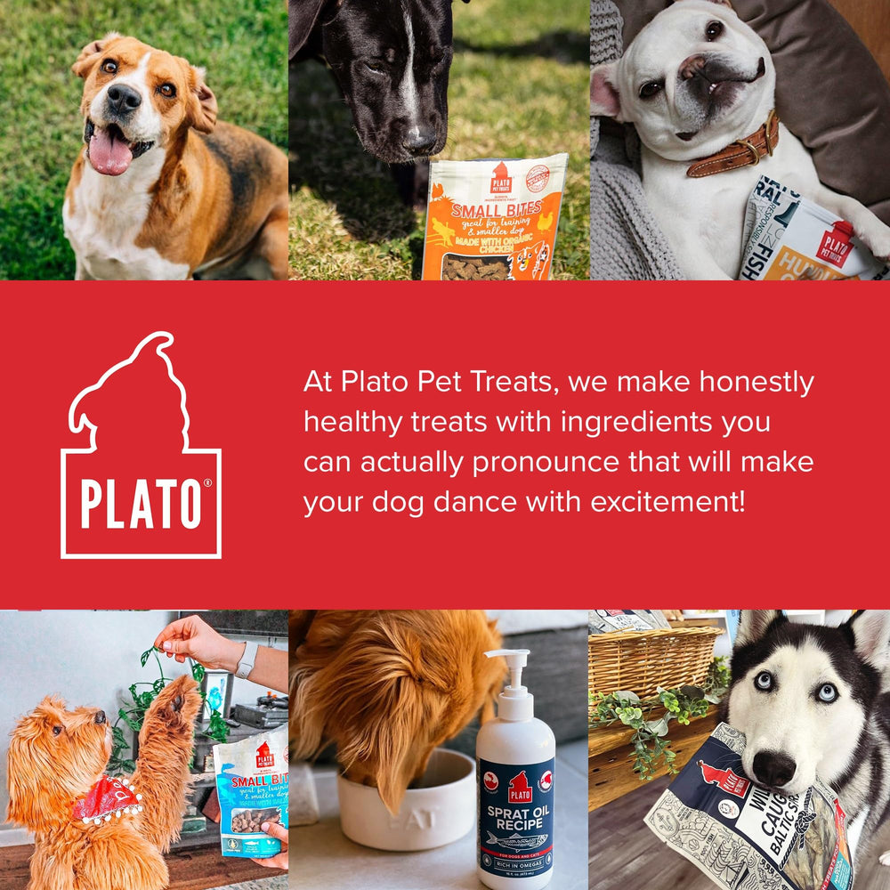 PLATO Small Bites organic-chicken-flavor feature appealing taste for dogs.