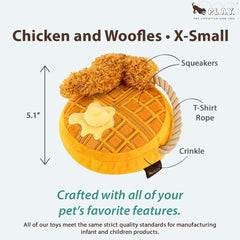 P.L.A.Y. chicken waffles plush toy close-up showing reinforced stitching.