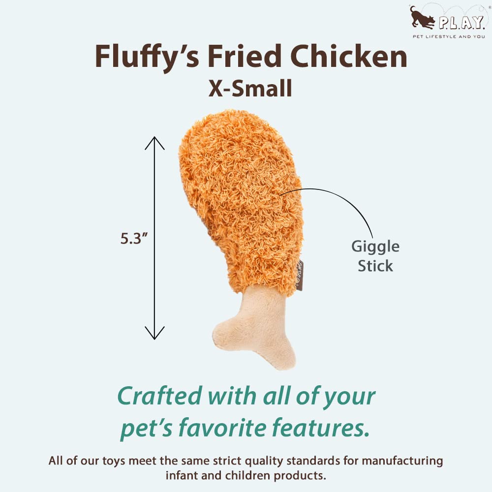 P.L.A.Y. plush toy with double-layer exterior boosts durability during lively fetch sessions.