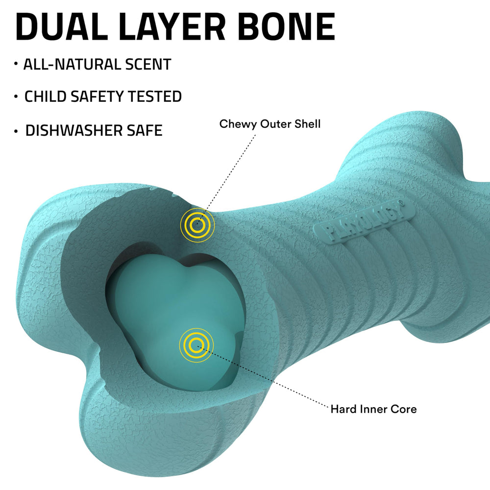 Playology Dual Layer Bone closeup scent highlights long-lasting peanut butter fragrance.