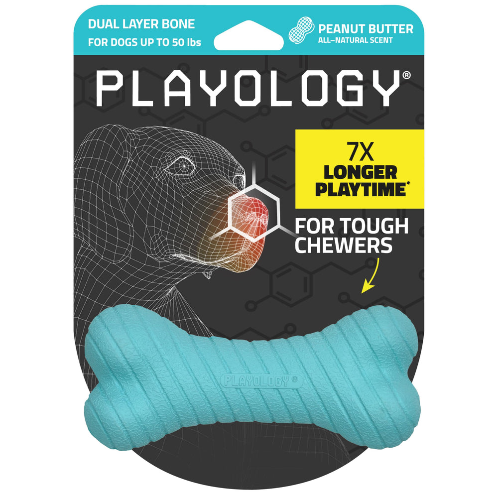 Playology dual-layer bone closeup showcases a durable chew for tough chewers