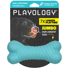Playology Dual Layer Bone outer shot demonstrates rugged durability for large dogs during play.