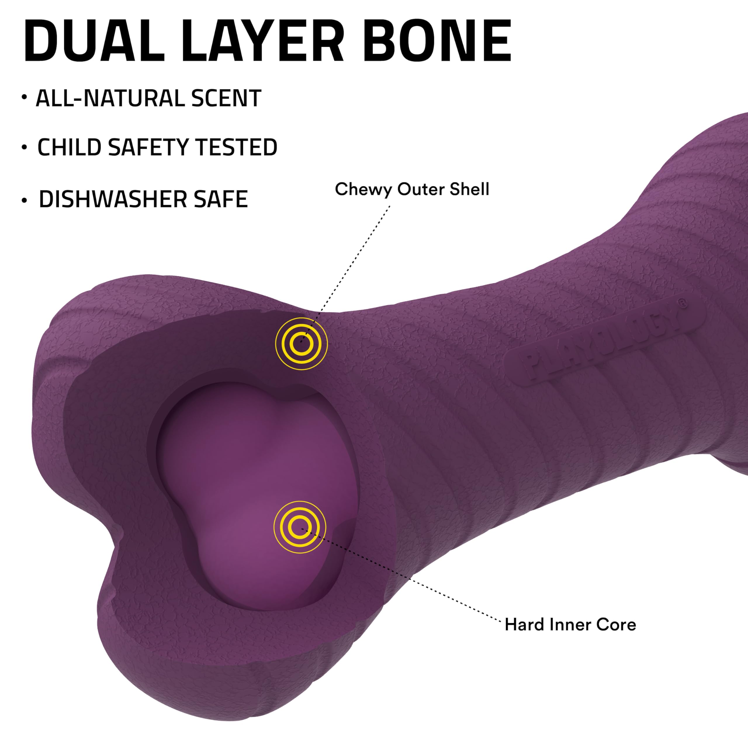 Playology dual-layer bone side view highlights rugged design for indoor and outdoor play