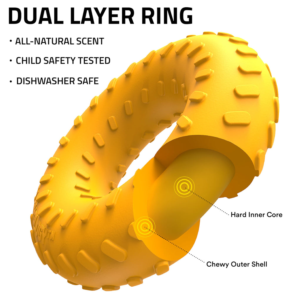 Playology dual-layer ring chew toy outdoor play ready for fetch and tug