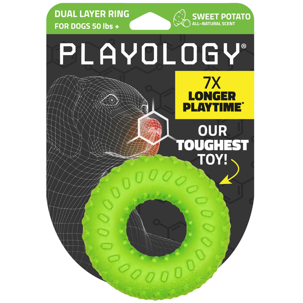 Playology dual-layer ring durability designed for tough chewers.