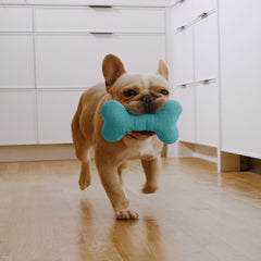 Playology plush squeaky bone toy diamond quilting detail shows durable construction for daily chews.