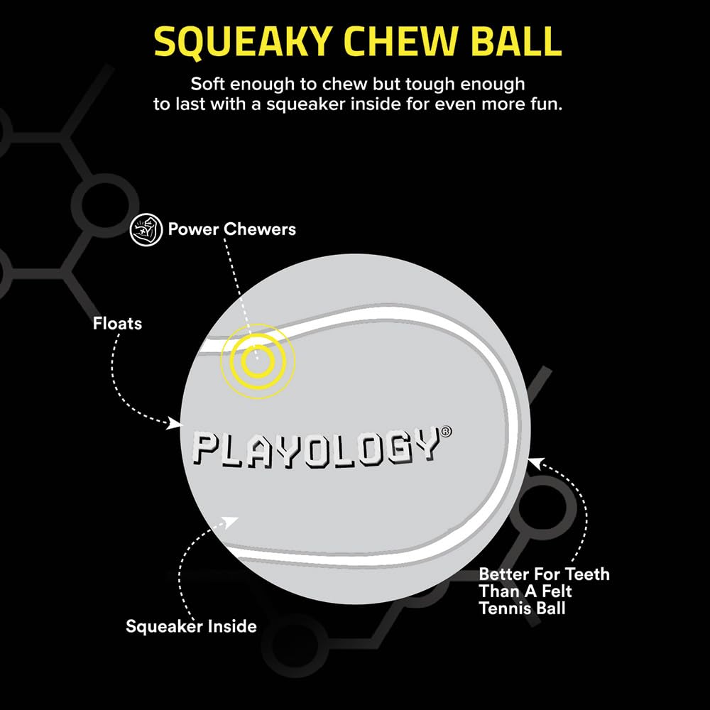 Playology Squeaky Chew Ball indoors, ideal for indoor play sessions.