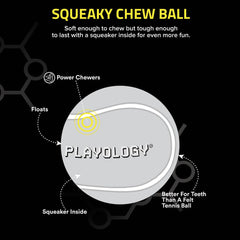 Playology Squeaky Chew Ball indoors, ideal for indoor play sessions.