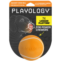 Playology Squeaky Chew Ball — cheddar-scented squeak drives engagement.