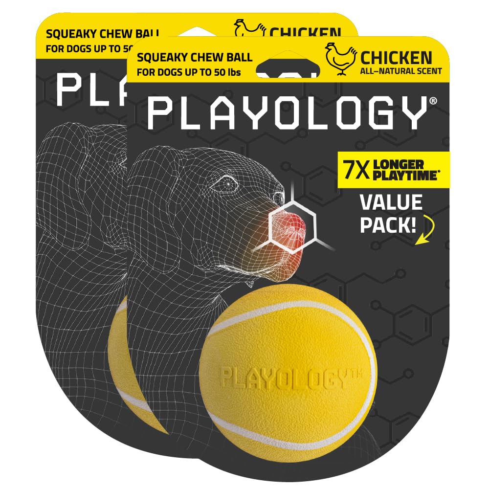 Playology Squeaky Chew Ball (Medium) enhances playtime with a loud, inviting squeak.