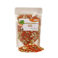 Pleasantly Warm rabbit chew toy carrot-pea slices 11oz provides crunchy enrichment for rabbits.