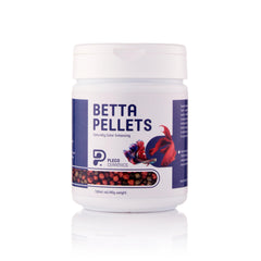 Plecoceramics Betta Pellets packaging shows color-boosting formula for vibrant fish.