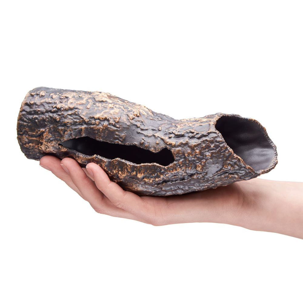 Plecoceramics Pleco Cave textured-clay highlights inert material safe for fish tanks.