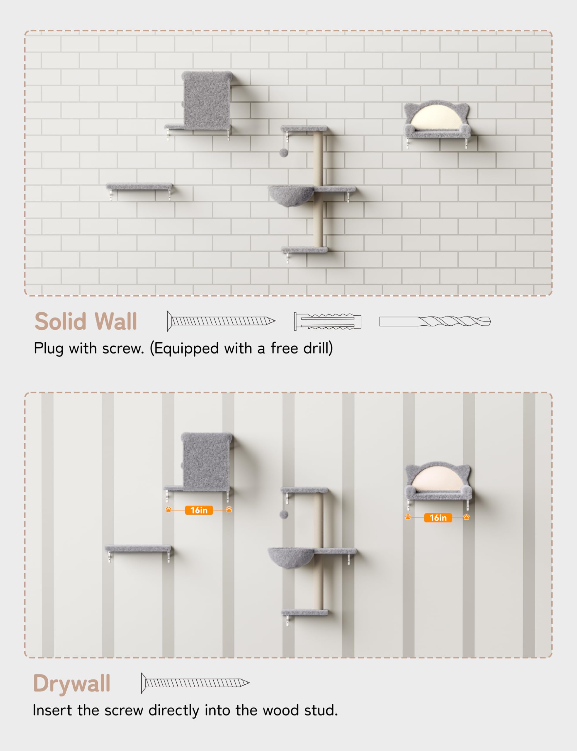 PLEKER easy installation pre-drilled demonstrates quick, wobble-free mounting on drywall or solid walls.