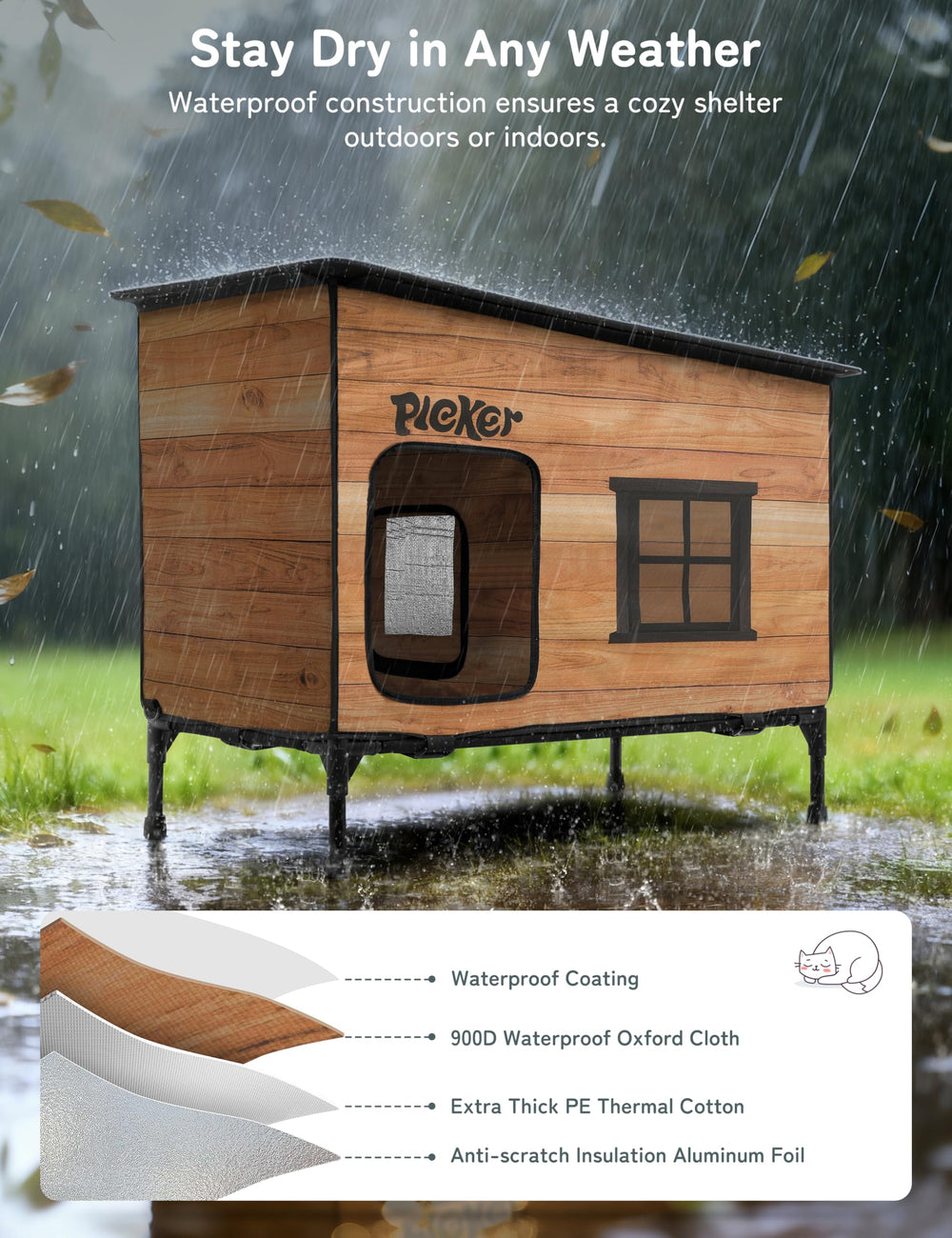 PLEKER elevated design at 6.7 inches keeps interior dry and mud-free