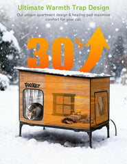 PLEKER insulated sleeping chamber emphasizes cozy warmth and dry shelter for cats