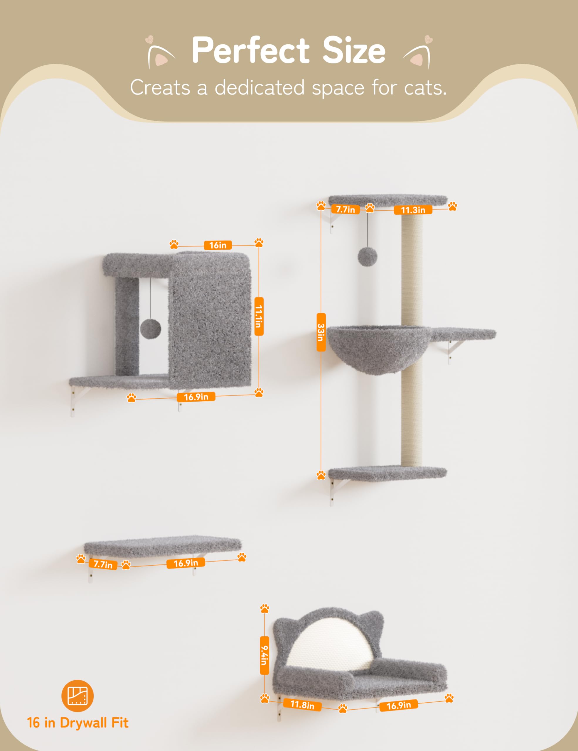 PLEKER reclaim floor space design communicates cleaner living areas with vertical cat activity.