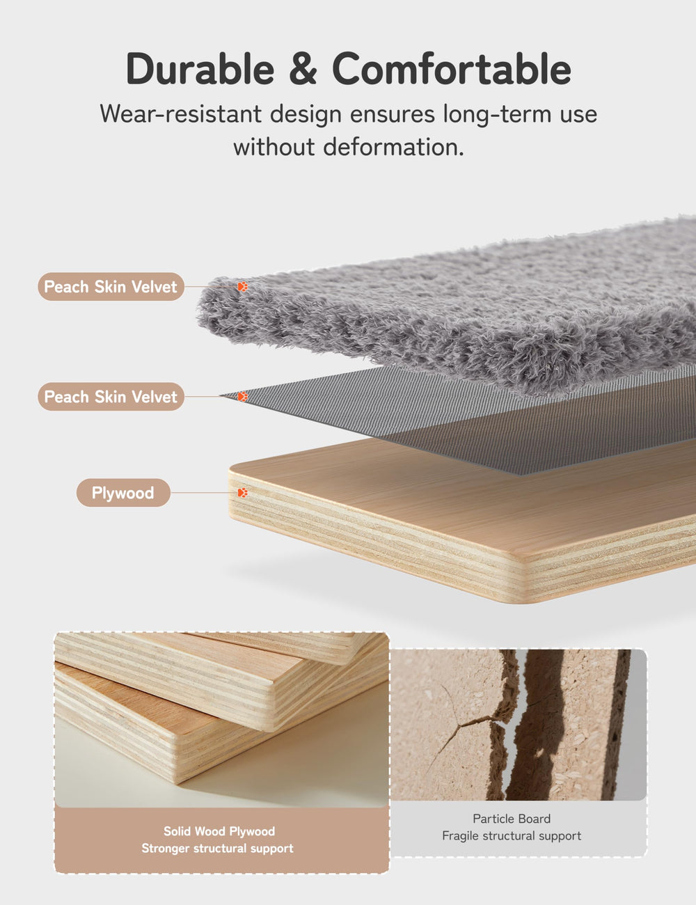 PLEKER solid wood multi-layer construction highlights sturdy support for daily climbing and perching.