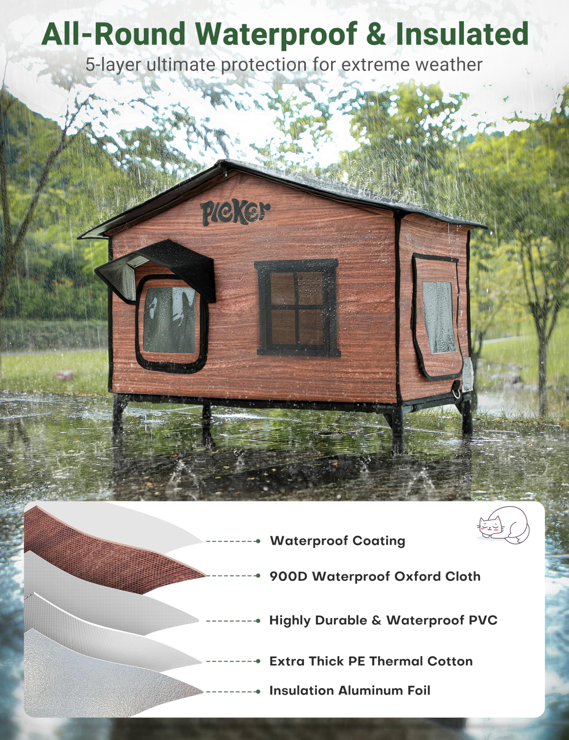 PLEKER wind-blocking eaves shield entry from wind-driven rain for drier entrances.