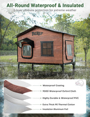 PLEKER wind-blocking eaves shield entry from wind-driven rain for drier entrances.